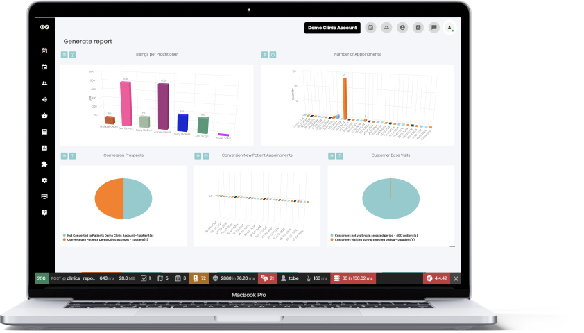 Healthcare dashboard on laptop