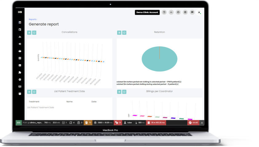 Healthcare dashboard on laptop