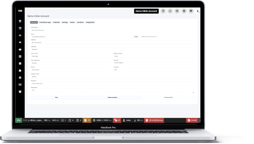 Healthcare dashboard on laptop