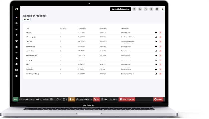Healthcare dashboard on laptop