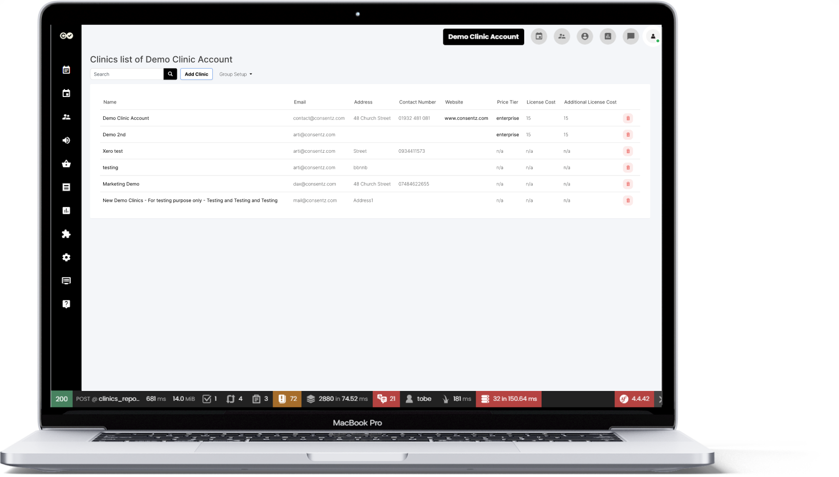 Healthcare dashboard on laptop