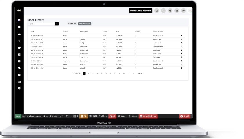 Healthcare dashboard on laptop