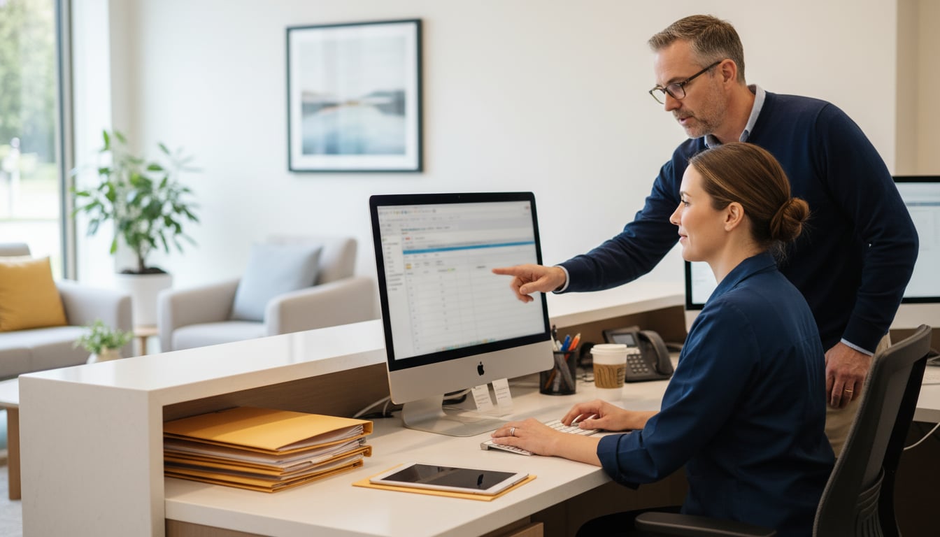 A dermatologist examining a patient's skin